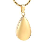 NTALJC High Polished 316L Stainless Steel Teardrop Keepsake Pendants For Women DIY Engravaing Memorial Urn Necklace Hold Ashes