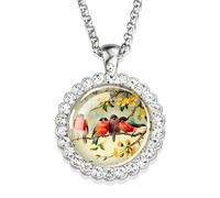 NTALJC Hummingbird Necklace For Women And Men, Hummingbird Necklace Cardinal Bird Art Picture Glass Rhinestone Pendant Chain Cute Bird Jewelry, Cute Animal Jewelry Holiday