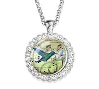 NTALJC Hummingbird Necklace For Women And Men, Hummingbird Necklace Cardinal Bird Art Picture Glass Rhinestone Pendant Chain Cute Bird Jewelry, Cute Animal Jewelry Holiday