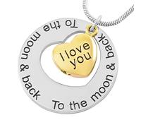 NTALJC I Love To The Moon DIY Cremation Necklace Hold Ashes Memorial Jewelry - Memorial Ash Keepsake - Cremation Jewellery Urn Pendant