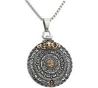 NTALJC Inoxydable Pendentif Rétro Chinois pour Hommes et Perles Carrées Accessoire de Mode Élégant pour Toutes Occasions