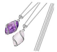 NTALJC jewellery Unique Retro Hollow Pendant Necklace Set Crystal Quartz Stone Wire Wrap Fashion Jewelry Women for Parties and Special Occasions jewellery