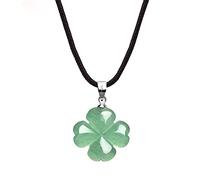 NTALJC Ladies Neckl-leaf Clover Shaped Jade Gem NecklLadies Party Jewelry Handmade