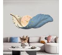 NTALJC Large Feather Wall Clock with LED Light 3D Resin Decorative Wall Art Sculpture Modern Wall Clocks for Living Room Decor, Bedroom, Entryway, Kitchen Battery Operated, Silent