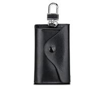 NTALJC Leather Man Key Wallets Short Square Cowhide ID Card Holder Zipper Multi-Function Car Key Chain Wallet (Color : Ysb20 Black)