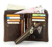 NTALJC Leather Trifold Wallets for Men RFID Blocking Safe Zip Wallet Minimalist Front Pocket Wallets with Removable Card Case Wallet - Thin & Stylish