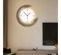 NTALJC LED Moon Wall Clock Remote Control - Modern Silent Living Room Decoration Atmosphere Luminous Painting Sofa Background Mural