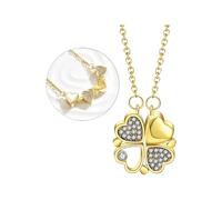 NTALJC Lucky Heart Necklace for Women, Four Leaf Clover Pendant Necklace, Heart Pendant Necklace, Clover Heart Necklace, 4 Year Old Birthday Gift