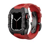NTALJC Luxury Carbon Fiber Alloy Case Strap Set For Series 8, 45mm Rubber Band DIY Bezel Modification Kit For iWatch 9 8 7 6 5 4 SE 44mm 45mm