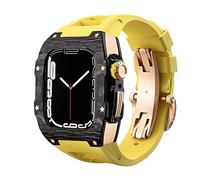 NTALJC Luxury Carbon Fiber Alloy Case Strap Set For Series 8, 45mm Rubber Band DIY Bezel Modification Kit For iWatch 9 8 7 6 5 4 SE 44mm 45mm
