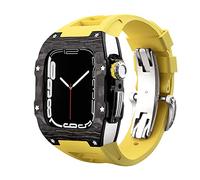 NTALJC Luxury Carbon Fiber Alloy Case Strap Set For Series 8, 45mm Rubber Band DIY Bezel Modification Kit For iWatch 9 8 7 6 5 4 SE 44mm 45mm