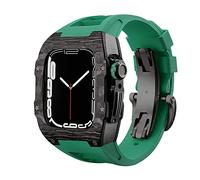 NTALJC Luxury Carbon Fiber Alloy Case Strap Set For Series 8, 45mm Rubber Band DIY Bezel Modification Kit For iWatch 9 8 7 6 5 4 SE 44mm 45mm