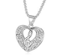 NTALJC Luxury Rhinestone Heart Pendant Necklace Women Gold Color Music Note Necklace Fashion Valentine Gift for Her