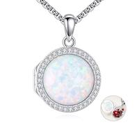 NTALJC Médaillon en argent sterling avec opale - Cadeau pour femmes, mères et épouses