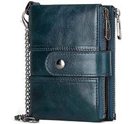 NTALJC Men Wallet Genuine Leather RFID Blocking Coin Purse Zipper Minimalist Front Pocket Back Pocket Personalised Stylish Bifold Passport Credit Card Slim Billfold Accessories Money Clip Gift C-3