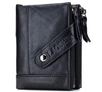 NTALJC Men Wallet Zipper Bifold Wallet Soft Genuine Leather Vintage Pocket Purse RFID Blocking Large Capacity Stylish Travel Wallet Minimalist Anti-Theft Security Wallet