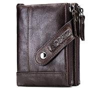 NTALJC Men Wallet Zipper Bifold Wallet Soft Genuine Leather Vintage Pocket Purse RFID Blocking Large Capacity Stylish Travel Wallet Minimalist Anti-Theft Security Wallet