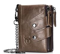 NTALJC Men's Genuine Leather Wallet RFID Blocking Bifold Zipper Pocket Wallet Slim Minimalist Stylish Zipper Genuine Leather Vintage Card Case Stylish Cowhide Money Clip Exquisite Present