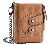 NTALJC Men's Genuine Leather Wallet RFID Blocking Bifold Zipper Pocket Wallet Slim Minimalist Stylish Zipper Genuine Leather Vintage Card Case Stylish Cowhide Money Clip Exquisite Present