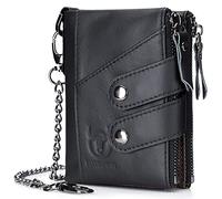 NTALJC Men's Genuine Leather Wallet RFID Blocking Bifold Zipper Pocket Wallet Slim Minimalist Stylish Zipper Genuine Leather Vintage Card Case Stylish Cowhide Money Clip Exquisite Present