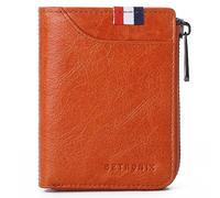 NTALJC Mens Large Capacity Genuine Leather Bifold Wallet RFID Blocking Soft Genuine Vintage Zipper Wallet 10 Card Slots,with Zip Coin Pocket
