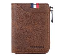 NTALJC Mens Large Capacity Genuine Leather Bifold Wallet RFID Blocking Soft Genuine Vintage Zipper Wallet 10 Card Slots,with Zip Coin Pocket