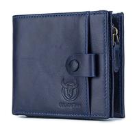 NTALJC Men's Soft Genuine Leather Wallet RFID Blocking Bifold Zipper Pocket Wallet Cowhide Secure Money Clip Card Case Stylish Vintage Slim Minimalist Purse 11 Credit Card Slots Exquisite Present