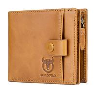 NTALJC Men's Soft Genuine Leather Wallet RFID Blocking Bifold Zipper Pocket Wallet Cowhide Secure Money Clip Card Case Stylish Vintage Slim Minimalist Purse 11 Credit Card Slots Exquisite Present