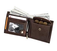 NTALJC Men's Trifold Wallet Front Pocket Wallet Soft Genuine Leather Money Clip RFID-Blocking Stylish Anti Theft Security Wallet with 7 Card Slots 2 ID Window