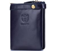 NTALJC Men's Trifold Wallets Large Capacity Zipper Wallet RFID Blocking Soft Genuine Leather Slim Compact Wallet Minimalist Front Pocket Durable Wallet with 14 Credit Card Slots and ID Window