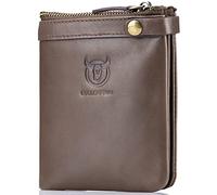 NTALJC Men's Trifold Wallets Large Capacity Zipper Wallet RFID Blocking Soft Genuine Leather Slim Compact Wallet Minimalist Front Pocket Durable Wallet with 14 Credit Card Slots and ID Window