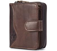 NTALJC Men's Trifold Zipper Wallets Large Capacity Wallet RFID Blocking Front Pocket Durable Wallet Minimalist Genuine Leather Slim Compact Wallet with 17 Credit Card Slots and 4 ID Windows