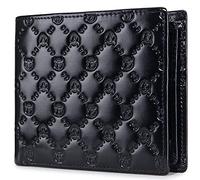 NTALJC Men's Wallet Embossed Trifold Genuine Leather Large Capacity Wallet RFID Blocking Security Anti-Theft Wallet Mall Compact Soft Cowhide Vintage Pocket Travel Wallet with 13 Credit Card Slots