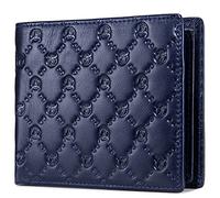 NTALJC Men's Wallet Embossed Trifold Genuine Leather Large Capacity Wallet RFID Blocking Security Anti-Theft Wallet Mall Compact Soft Cowhide Vintage Pocket Travel Wallet with 13 Credit Card Slots