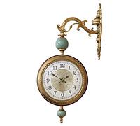 NTALJC Metal Vintage Wall Clock Double Sided, 3D Rotating Wall Clocks Silent Non Ticking, Solid Wood Shell Wall Hanging Decorative Clock Home Decor Living Room Porch Clock