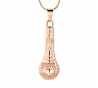 NTALJC Microphone Cremation Jewelry for Ashes Urn Necklaces for Human Stainless Steel Keepsake Urn Pendant Jewelry for Music Lover
