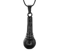 NTALJC Microphone Cremation Jewelry for Ashes Urn Necklaces for Human Stainless Steel Keepsake Urn Pendant Jewelry for Music Lover