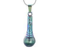 NTALJC Microphone Cremation Jewelry for Ashes Urn Necklaces for Human Stainless Steel Keepsake Urn Pendant Jewelry for Music Lover