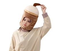 NTALJC Milk Tea Shaped Hat Beverages Drinks Stuffed Toys Headgear Earflap Cap Performance Photo Props Animal Hat Scarf Kids