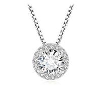 NTALJC Moissanite D Color 1ct Round Sterling Silver Halo Pendant Necklace for Woman No Chain Yellow Rose Plated