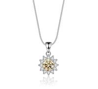 NTALJC Moissanite Necklace For Women D Color VVS1 Excellent Cut Round Diamond Sunflower Pendant Necklace Silver Jewelry