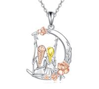 NTALJC Moon Necklace Silver Bear/Elephant/Owl/Mermaid/Sisters Pendant Necklace Cute Animal Jewellery Gifts For Women