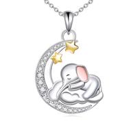 NTALJC Moon Necklace Silver Bear/Elephant/Owl/Mermaid/Sisters Pendant Necklace Cute Animal Jewellery Gifts For Women