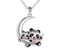 NTALJC Moon Necklace Silver Bear/Elephant/Owl/Mermaid/Sisters Pendant Necklace Cute Animal Jewellery Gifts For Women