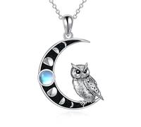 NTALJC Moon Necklace Silver Bear/Elephant/Owl/Mermaid/Sisters Pendant Necklace Cute Animal Jewellery Gifts For Women