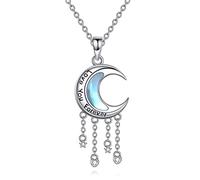NTALJC Moon Necklace Silver Crescent Moon Pendant Star Charm Pentagram Necklace for Women Girls