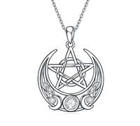 NTALJC Moon Necklace Silver Crescent Moon Pendant Star Charm Pentagram Necklace for Women Girls