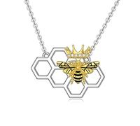 NTALJC Moth/Bee Necklace Silver Luna Moth Moonstone/Queen Bee Pendant Necklaces Jewelley Gifts for Women