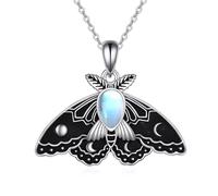 NTALJC Moth/Bee Necklace Silver Luna Moth Moonstone/Queen Bee Pendant Necklaces Jewelley Gifts for Women