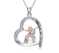 NTALJC Mother Daughter Heart Pendant Necklace - Silver Mothers Day Gift